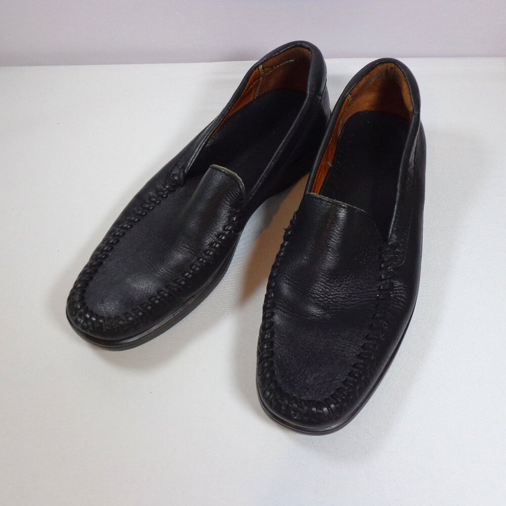 Johnston and Murphy Men's Black Slip On Loafer Leather‎ Shoes Size 10M